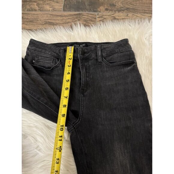 Judy Blue Size 5/27 Storm Chaser Super Flare Jeans Black Raw‎ Hem Stretch - Picture 7 of 9